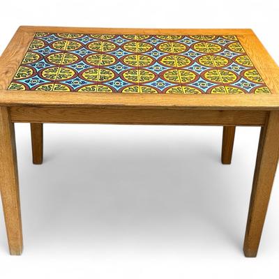 Wooden Table With Handmade Tile Inlay - 44x32x29.5" ALTERNATE PICKUP