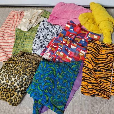 Vintage Fabric Scraps Including Animal Prints