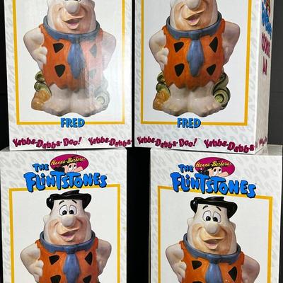 Vintage New Old Stock Fred Flintstone Cookie Jars (4) - CIC Lot 1