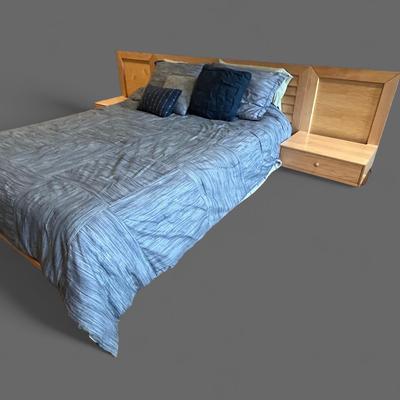 Copeland Solid Wood Queen Platform Bed With Integrated Side Tables - 114x35.5x86" ALTERNATE PICKUP