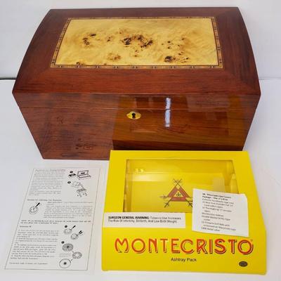 Cigar Humidor 15x19x8" with Montecristo Melamine Ashtray In Packaging