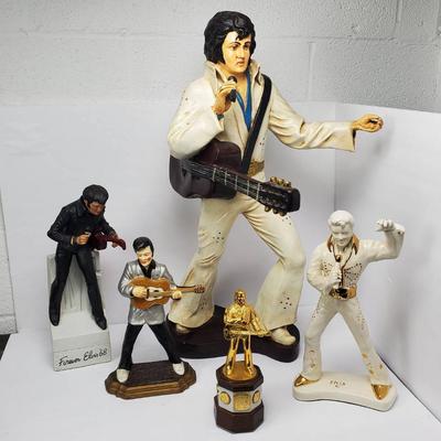 Elvis Cast Iron Doorstop, Music Box Decanter, Ceramic Figurine, 27”h Statue, More