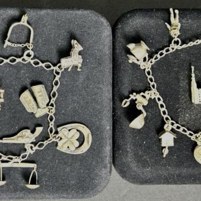 Sterling Charm Bracelets (2) Incl. 2 Extra Charms - Marked & Tested