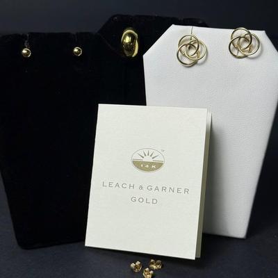14K Gold Marked Earrings And Backings