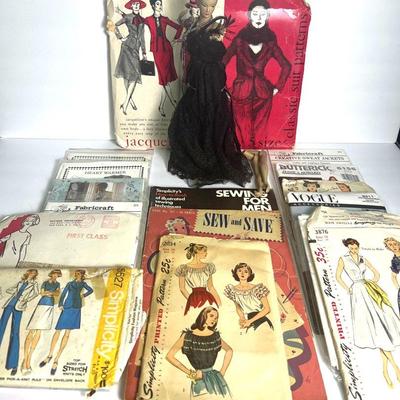 Art Deco Latexture 11.5” Sewing Doll Plus Vintage Patterns