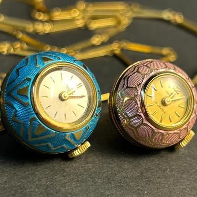 Bucherer 17 Jewel Enamel Watch Pendants