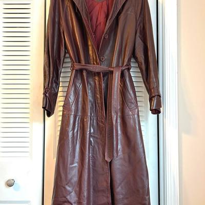 Vintage Maquette Leather Trench Coat - Size 12 