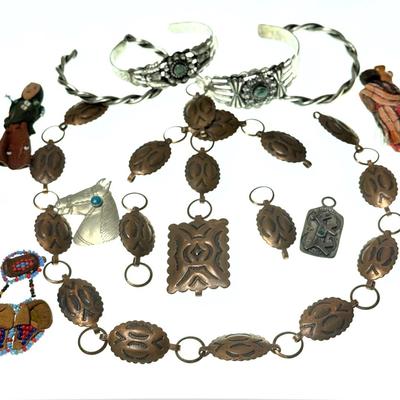 Vintage Southwestern & Native American Jewelry, including Sanford Marked Bracelets, More