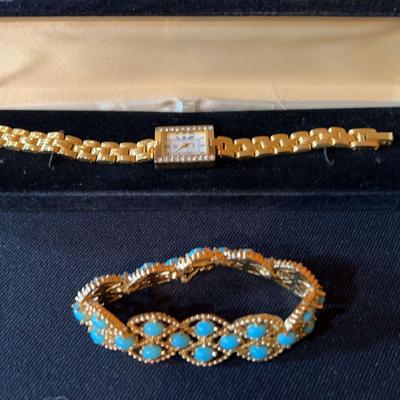 Women's Gruen Watch and Turquoise Bracelet Set