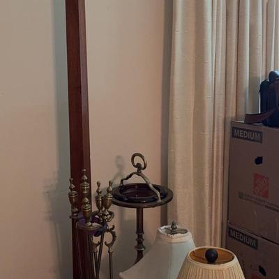 Vintage Lamps, Coat Rack, Fireplace Tools, and Decorative Stand