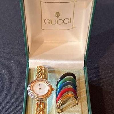 Authenticated Gucci Watch with Interchangeable Bezels