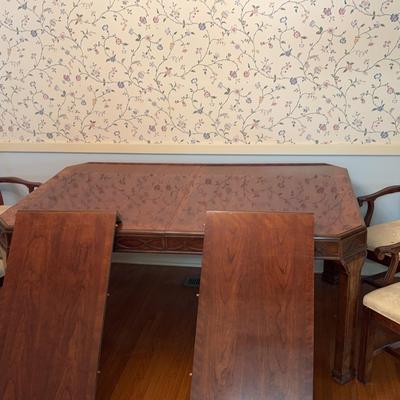 Formal Dining Table with Two Leaves (87" x 42") and Six Chairs