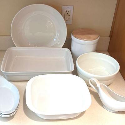 White dish assortment