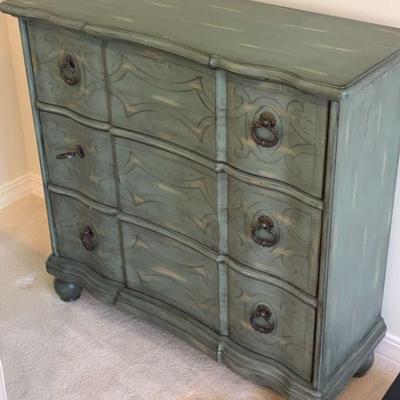 Scroll front bun foot chest