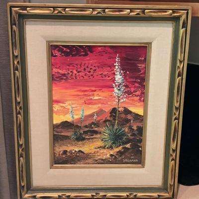Sherman signed desert painting