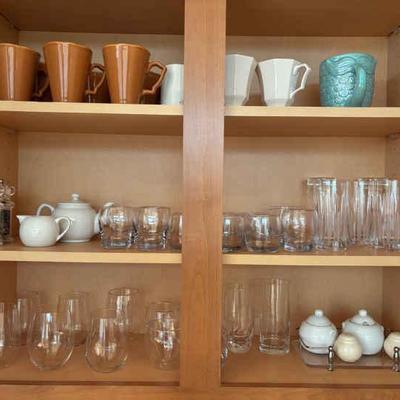 Glasses mugs a mixed group of items