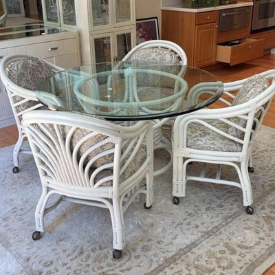 Rattan table five chairs