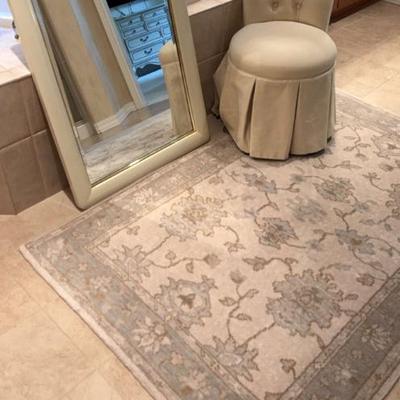 Ballard designs rug slipper chair & framed accent mirror