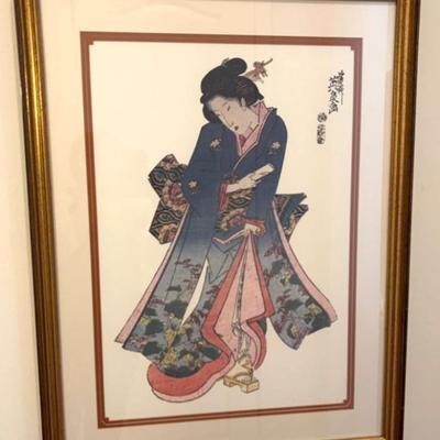 Framed geisha print
