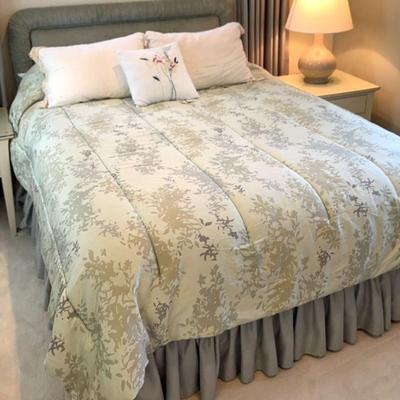 Sealy mattress upholstered headboard & linens