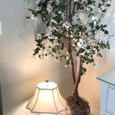 Accent lamp small bowl & artificial plant & tree