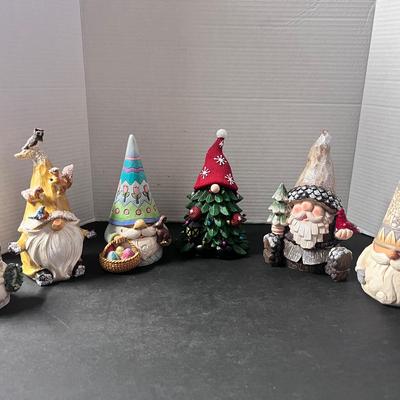 Gnome Figures Lot, 2 Jim Shore & 1 Hobby Lobby Tree Birds Owl Pinecone 