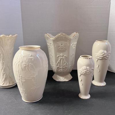 Lenox Porcelain Vases 24K Gold Trim (5) Empire Langtry Reticulated Bud 
