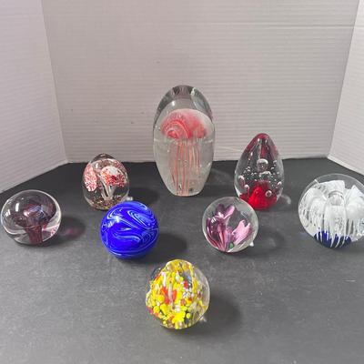 Glass Paperweights Egg Shapes Jellyfish Flowers Controlled Bubbles