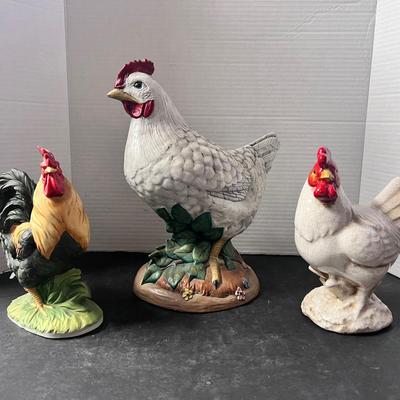Ceramic Chicken Rooster Figures Farmhouse Animal