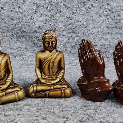 Buddha and praying hand salt pepper shakers