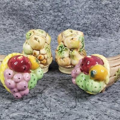 Fruit and cornucopia salt pepper shakers