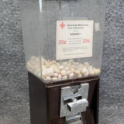 Vintage gumball machine no key quarters inside