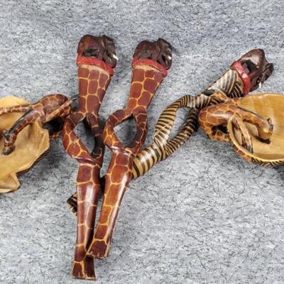 African elephants and giraffe bowls carved wood