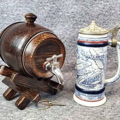 Ale barrel dispenser collector's stein