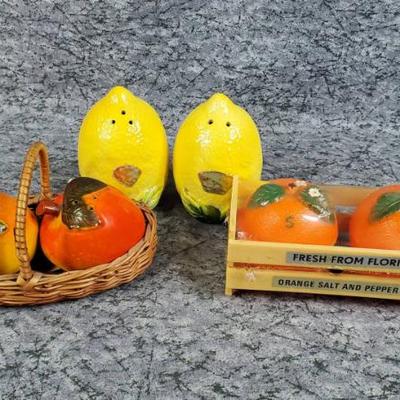 Lemon orange and peach salt & pepper shakers