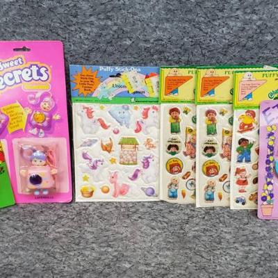 80s toys novelties, cabbage patch stickers, smurf
