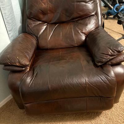 Brown leather recliner