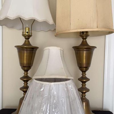 Two Brushed Brass Lamps
