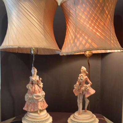 Pair Of Unique Lamps with Woman and Man Figurine