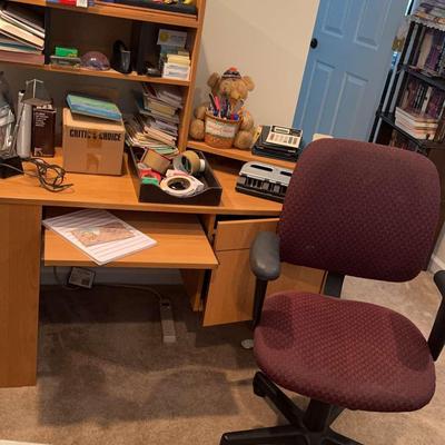 Pressed Wood Desk, Chair and Office Supplies