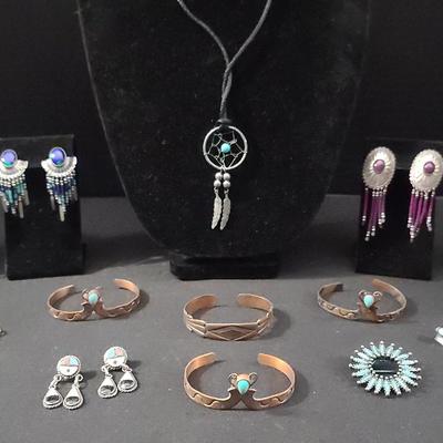Sterling Silver, Copper, and Native American Indian Jewelry
