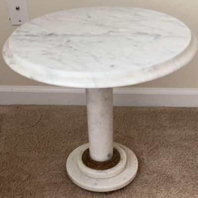 Heavy White Marble Pedestal  Table