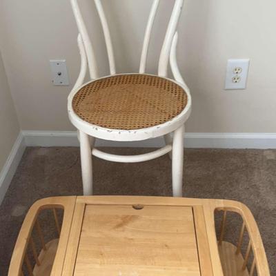 Bistro Type Chair with Cane Seat and Bed Table