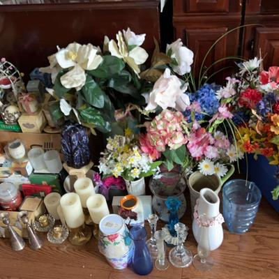 Candles, Candleholders, Faux Flowers And Vases