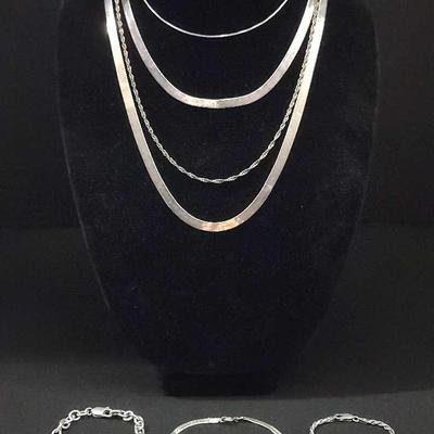 Sterling Silver Necklaces, Bracelets, and Pendant