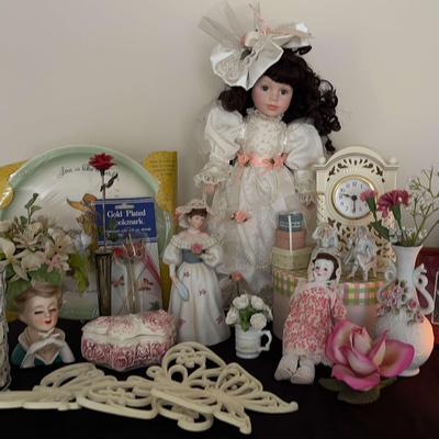 Decor Including Camillia Garden Doll & a Piece by Aynsley 