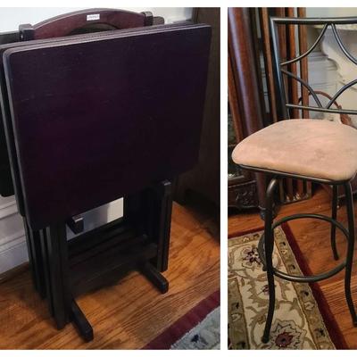 Wooden TV Trays with Bar Stool