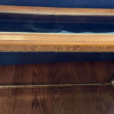 Wooden Sofa Table With Glass Inlay And Gold Accents