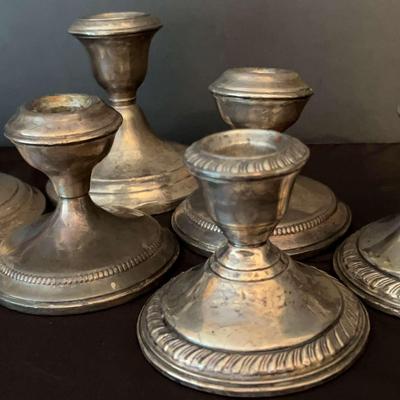 Six Silver Candleholders - Weighted Sterling Silver