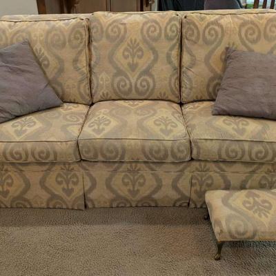 Comfortable Couch in Neutral Colors w/ Footstool 